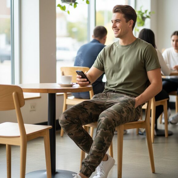 H&M Men’s Camo Pants - Cargo Military Style - Picture 5 of 7